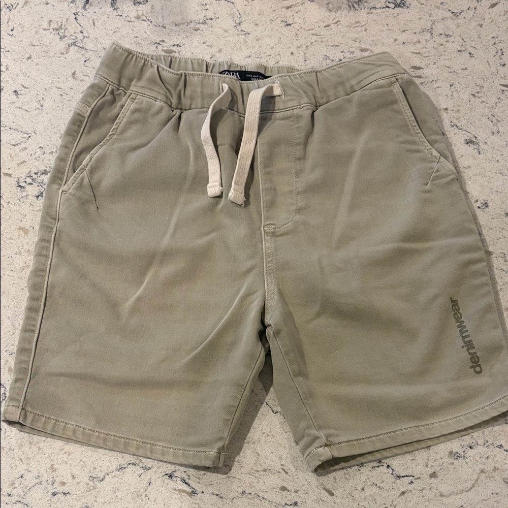 Zara Olive Green Athletic Drawstring Shorts